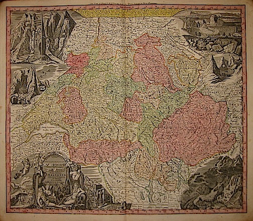 Seutter Matthaeus (1678-1757) Nova totius Helvetiae...Tab. geogr. 1740 ca. Augsburg